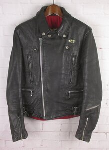 MFJ25338 ビンテージ Lewis Leathers ルイスレザー 70s ライトニング ダブル ライダースジャケット シープスキン ブラック 36