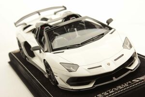 ★世界で１台！超レア右ハンドル！『 01 / 01 』！MR 1/18 Aventador SVJ Roadster ケース封印シール未開封 ツヤあり白 ルーフ別パーツ付属