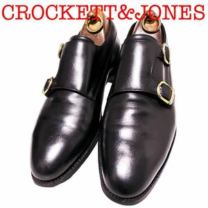 292.CROCKETT&JONES クロケットアンドジョーンズ ダブルモンク ビジネスシューズ ダブルモンク ゴードンスコット 別注品 革靴 ブラック 8E