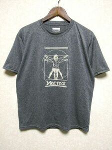 ★美品★Marmot マーモット ANGEL WING 半袖 Tシャツ サイズXL★グレー プリント ポリエステル 吸汗速乾 UVカット アウトドア キャンプ