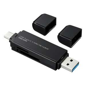 （まとめ買い）サンワサプライ USB Type-Cコンパクトカードリーダー ADR-3TCMS6BK 〔×3〕