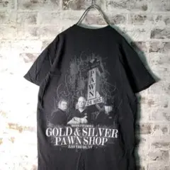 【ヴィンテージ】GOLD&SILVER 黒プリントTシャツ古着usedSM26