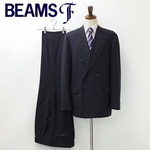 新品◆BEAMS F ビームスF マルチストライプ柄 ダブル スーツ セットアップ 紺 ネイビー 54 6R