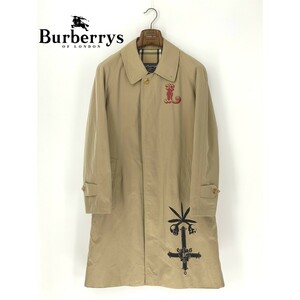 A9795/ビンテージ 80s 極美品 春夏 BURBERRY バーバリー コットン リメイク ノバチェック ロング ステンカラーコート S~M程 英国製 メンズ