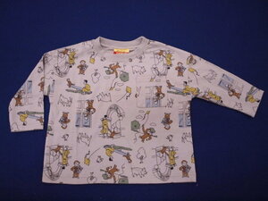 新品　PN9136-110　30%OFF　おさるのジョージ　長袖Tシャツ　総柄　ピンクベージュ　レターパック発送（代引き不可）