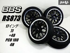 【 希少!! 】 BMW MINI ミニ 純正OP BBS RS873 17インチ 7J +48 PCD 100 4H 4穴 205/45RF17 タイヤ付 ホイール 4本 R56 クーパー 等 棚39B