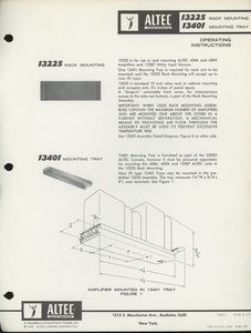 ALTEC 13225/13401の英語資料 管1682