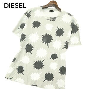 DIESEL ディーゼル 春夏 ロゴ★ 総柄 半袖 クルーネック カットソー Tシャツ Sz.S　メンズ グレー　A4T04778_4#D