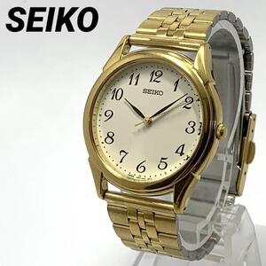 521 稼働品 SEIKO セイコー メンズ 腕時計 新品電池交換済 ゴールド 美品 クオーツ式 人気 希少 ビンテージ レトロ アンティーク