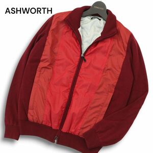 ASHWORTH アシュワース ゴルフ 秋冬 ウール混★ ニット 切替 中綿 ウインド ジャケット ブルゾン Sz.S　メンズ 赤系　A4T12136_B#N