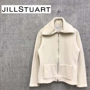 1D2628-R◆JILLSTUART ジルスチュアート ジップアップパイルジャケット◆サイズM レディース 婦人 トップス 秋冬 ロゴ オフホワイト