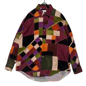 【 paul smith 】 イタリア 生地 ポールスミス マルチカラー ブロック パッチワーク 柄 切替 シャツ L 長袖 l/s shirt