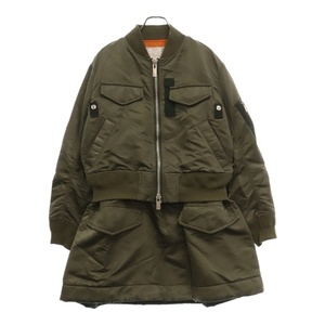 Sacai サカイ 20AW Nylon Twill Coat 20-05136 ナイロンツイルコート MA-1 ロングジャケット カーキ レディース