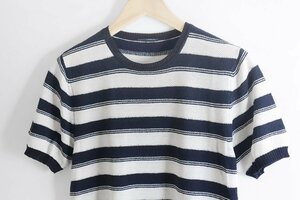 LARDINI ◆ ボーダー サマーニット (ネイビー/ホワイト Sサイズ) 半袖 ニットソー カットソー イタリア製 ラルディーニ ◆ZZ1