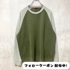 古着 used　IZOD　長袖リンガースウェット　トレーナー　クルーネック　ロゴ刺繍　ワンポイントロゴ　カーキ　秋冬服