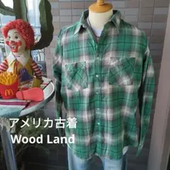 no355 アメリカ古着 Wood Land ネルシャツ フランネルシャツ