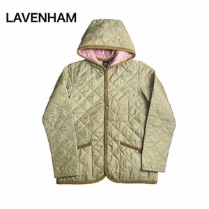 LAVENHAM ラベンハム キルティングジャケット ベージュピンク 38 M フード付き