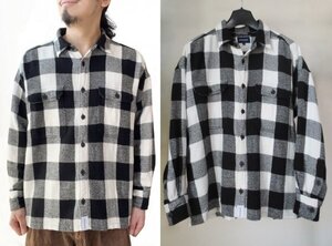 定価2.8万 DESCENDANT VANNING CHECK LS SHIRT 2 ディセンダント チェック ネルシャツ ホワイト ブラック