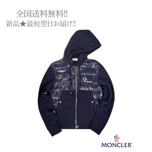 I769(M).. MONCLER モンクレール フェザー＋ダウン ナイロン パーカ ロゴ ★ 778 ネイビー