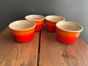 新品未使用★送料無料★ル・クルーゼ ルクルーゼ Le Creuset ラムカン S 4個セット オレンジ 並行輸入品 ラメキン ストーンウェア