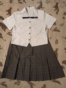 ☆★ 制服 ブラウス チェックスカート 上下2点セット 170A 大きいサイズ 夏服 女子 学生服 大分髙田 高校 モデル コスプレ ★☆