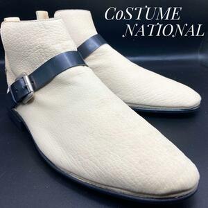 ☆即決・送料無料☆【未使用に近い】CoSTUME NATIONAL レザーモンクストラップブーツ ベージュ系 25.5cm 革靴 ブーツ 本革 本皮 メンズ