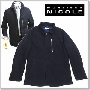 ムッシュニコル MONSIEUR NICOLE ツイードダブルフェイス スタンドブルゾン 3462-9900-67(NAVY)-46(M) ジャケット 上着