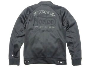 ★Norton★ロゴ刺繍ジャージシングルライダースジャケットL/黒ノートンブラックトラックジャケットブルゾンジャンパーメンズバイクウェア