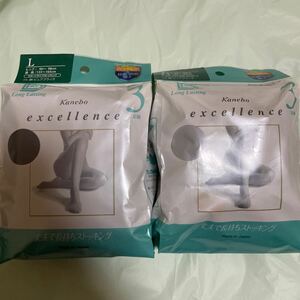 送料無料　新品　カネボウ　Kanebo excellence ストッキング3足セット×2 サイズL ピュアブラック黒　しっかり丈夫な着圧系　送料込み