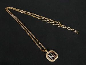 ■極美品■ NINA RICCI ニナリッチ ラインストーン ネックレス ペンダント アクセサリー レディース ゴールド系 DE4007