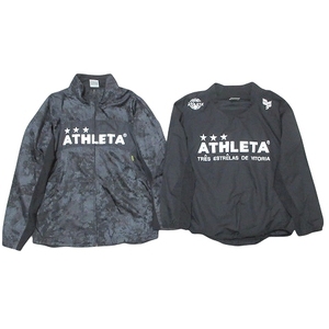 アスレタ ATHLETA 2点セット ジャケット プルオーバー サッカー 男の子 140 150 総柄 黒 ブラック ■GY99 キッズ