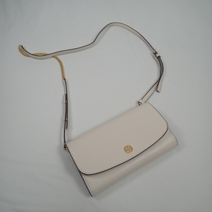 TORY BURCH　 137152 082 ロビンソン チェーン ウォレットショルダーバッグ　財布　ポシェット ベージュ系オフホワイト　新品同様