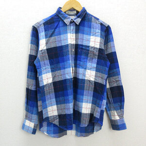 a■シップス/SHIPS Days チェック柄 BD長袖シャツ【M】青系/MENS/65【中古】