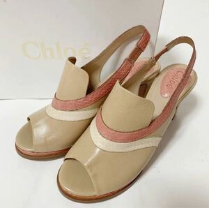 Chloe クロエ ハイヒール サンダル スリングバック 36 1/2 ベージュ 美品