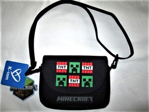 ★Minecraft マインクラフト ミニショルダーバッグ ブラック黒 15×19.5×3cm スマホを入れたまま操作可能 ゲーム機も入る クリーパーTNT★