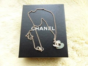 ☆送料無料☆CHANEL　シャネル　COCOオパール系＆ハートターコイズ系 カラーストーンチャーム　ネックレス(USED)