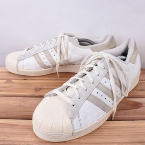 z5528 アディダス スーパースター US12 30.0cm/白 ホワイト 灰 グレー系 adidas SUPERSTAR 82 メンズ スニーカー 中古