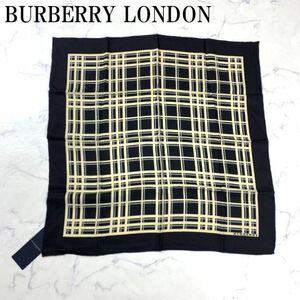 新品タグ付き バーバリーロンドン ハンカチ BURBERRY LONDON ブラック スカーフ チェック 黒 B6708