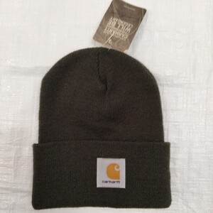 カーハート carhartt ニット帽 帽子 ウォッチ　キャップ　 KNIT cap BEANIE カナダ製　deadstock dark green A18 DGR グリーン　デッド　