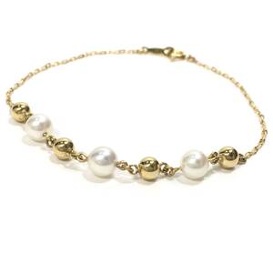 ＊K18 MIKIMOTO パール付き ブレスレット 18金 ゴールド 750 真珠 アクセサリー ミキモト