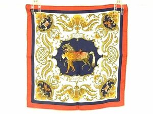 1円 ■美品■ HERMES エルメス Cheval Turc【トルコの馬】プチカレ ガヴロッシュ シルク100% スカーフ ハンカチーフ レッド系 AY4657