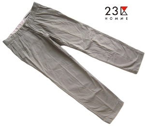 高級!!23区オム 23区HOMME*ストレッチコットンミリタリーデザインパンツ 50 実寸L カーキブラウン オンワード樫山