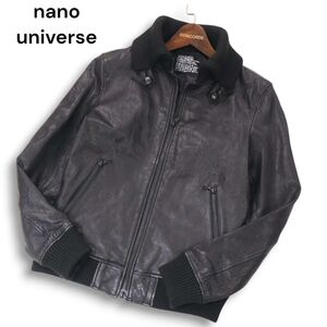 nano universe ナノユニバース 秋冬 山羊革★ ドンキーカラー ゴートスキン レザー ライダース ジャケット Sz.S メンズ 黒　I4T04250_C#N