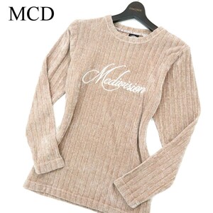 20AW★ MCD more core division エムシーディー 秋冬 ロゴ刺繍★ ベロア モール ニット カットソー セーター Sz.S　メンズ　A2T11627_A#E