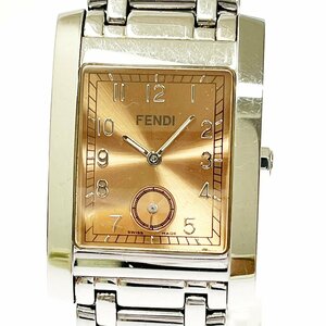 【1円スタート】【箱付き】FENDI フェンディ 7000G スクエア スモセコ SS オレンジ系文字盤 クオーツ メンズ腕時計 277020