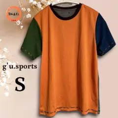 ジーユースポーツ　レディース　速乾性Tシャツ　オレンジ×グレー系　Ｓサイズ