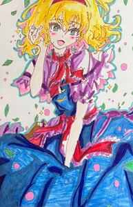 東方プロジェクトアリス・マーガトロイド手描きイラストポストカード