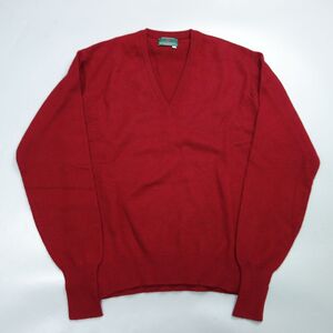 美品 90s ヴィンテージ 英国製 THE SCOTCH HOUSE スコッチハウス カシミヤ100％ Vネック ニット セーター メンズ 42 バーガンディ