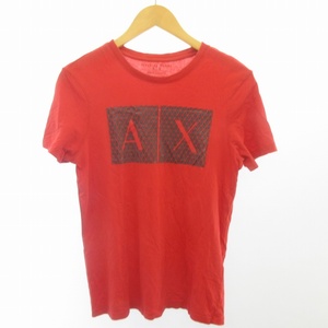 アルマーニエクスチェンジ A/X ARMANI EXCHANGE 近年 ロゴプリント Tシャツ カットソー 赤 レッド XS メンズ