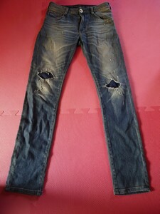 EDWIN エドウィン ER22 ジャージーズ ストレッチ デニム パンツ サイズXS ダメージ加工 ユーズド加工 JEANS ジーンズ　